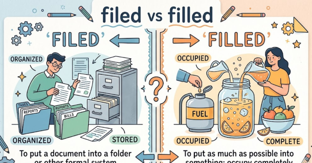 Filed vs Filled: Meaning, Difference, and Usage