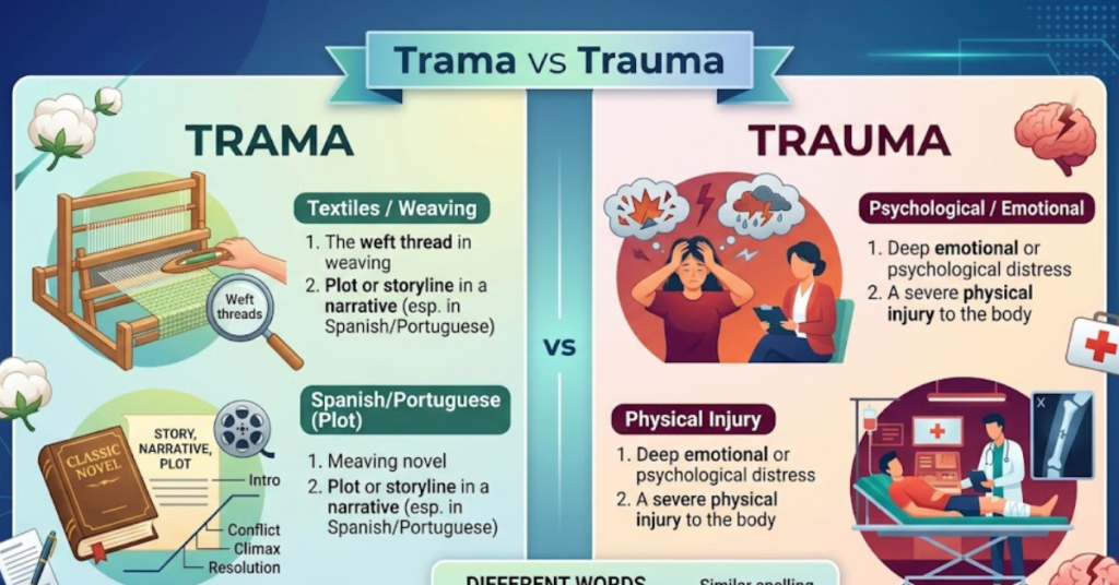 Trama vs Trauma: Meaning, Spelling, and Usage