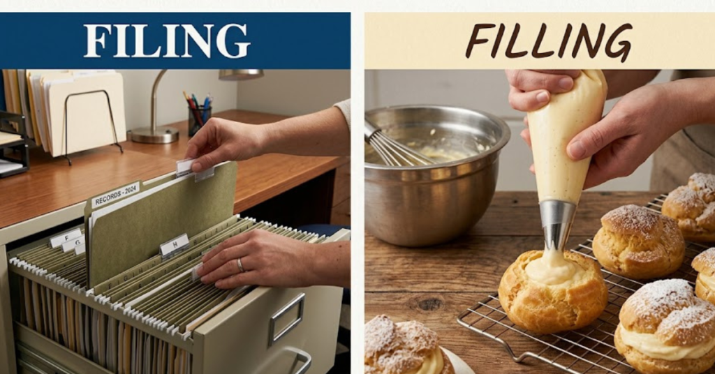 Filing vs Filling: Meaning, Differences, and Usage