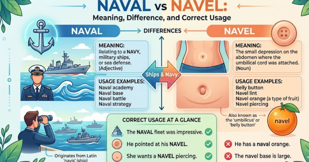 Naval vs Navel: Meaning, Difference, and Correct Usage